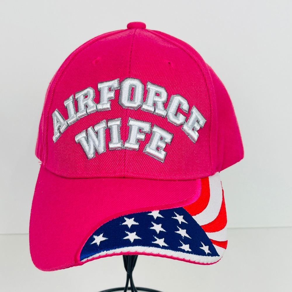 Air Force Hat Women OSFM Pink USA Flag Eagle August Sportswear Inc Good